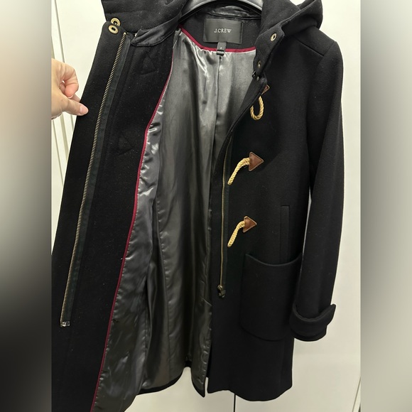 J. Crew women’s black toggle pea coat, size XS with removable hood - Picture 4 of 5